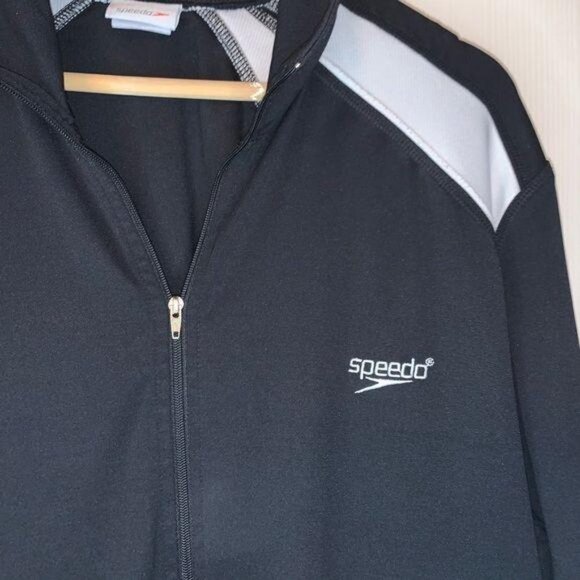 Speedo Expedite Black Varsity Athletic Warmup Full Zip Up Jacket Size Medium - Picture 5 of 6